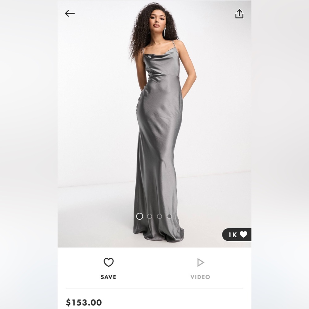 ASOS Maxi Dress / Gown in Silver